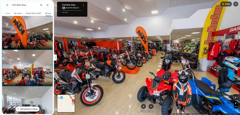 Captură din Google Maps: panorama Profi Moto Shop